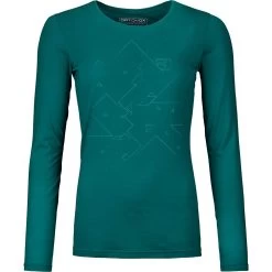 Ortovox 185 Merino Tangram Longsleeve Damen Pacific Green
