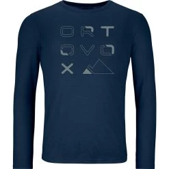 Ortovox 185 Merino Brand Outline Longsleeve Herren Deep Ocean