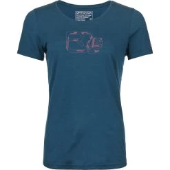 Ortovox 120 Cool Tec Leaf Logo T-Shirt Damen Petrol Blue