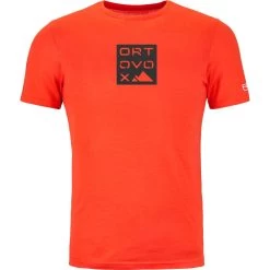 Ortovox 185 Merino Square T-Shirt Herren Hot Orange