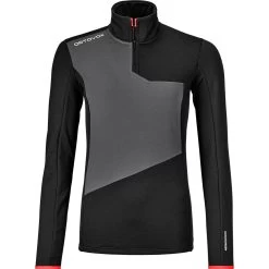 Ortovox Fleece Light Zip Neck Pullover Damen Black Raven